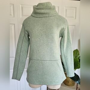 SMARTWOOL Hudson Trail Fleece Cowl Neck& Kangaroo Pocket Sweater Mint Size S